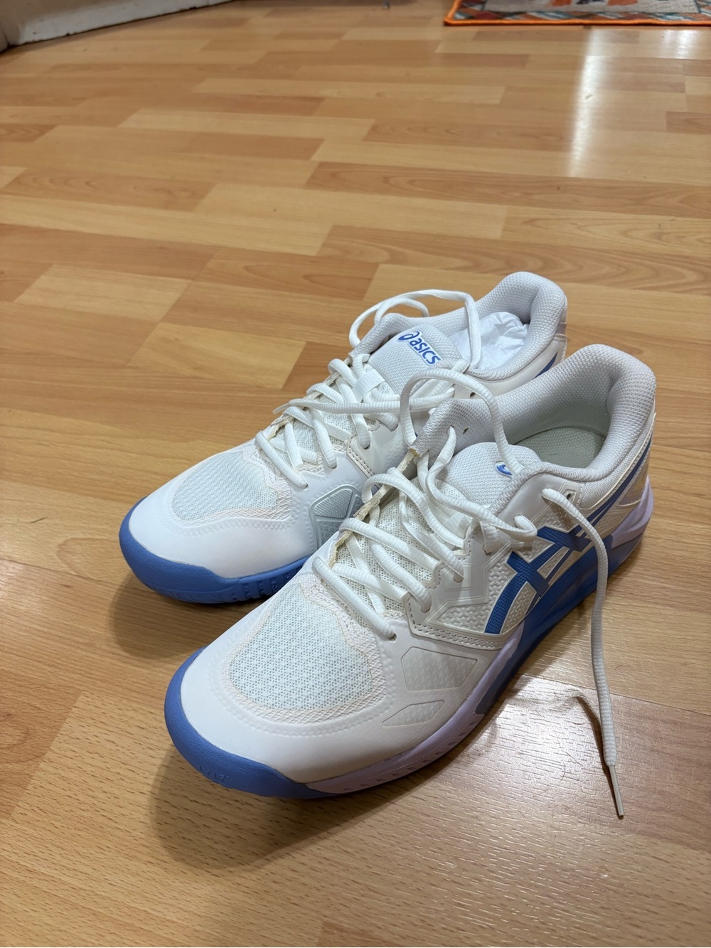 Asics White with Periwinkle Accent Running Shoes